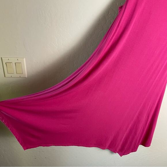 Eileen Fisher Sleeveless Cowl Neck Stretch Jersey Knit Dress in Pink Lotus Large - Picture 9 of 12